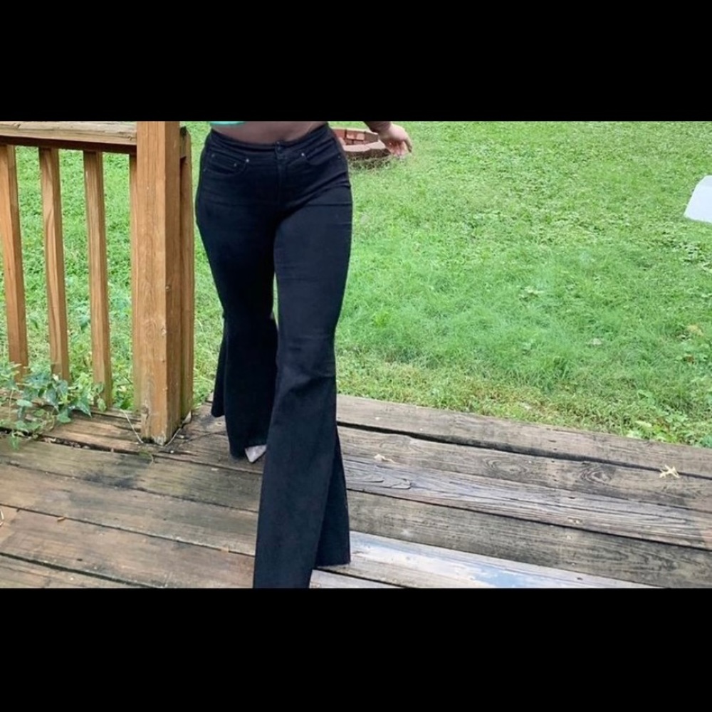 Black High Waist Stretchy Flare Denim